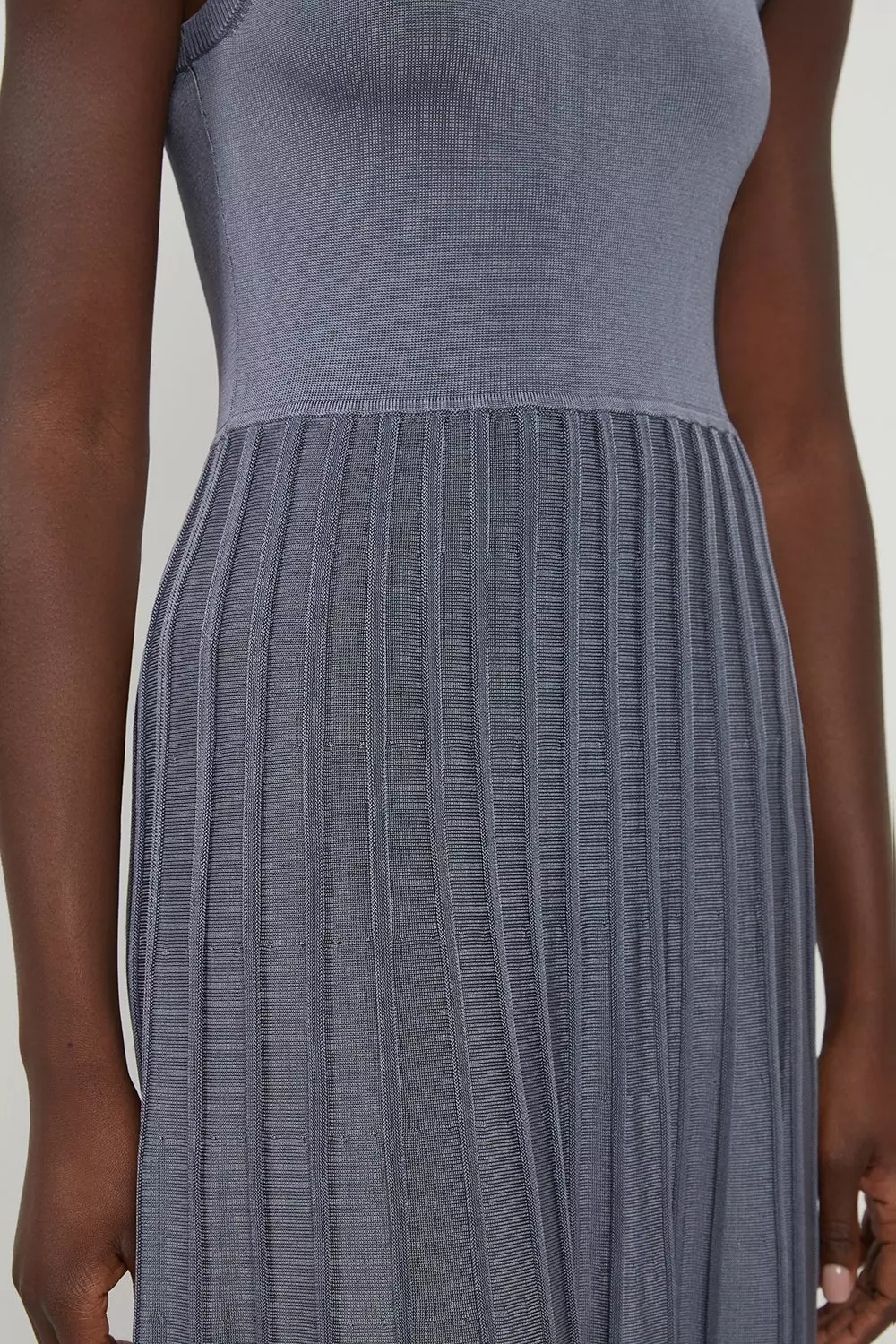 Petite Slinky Knit Pleated Midaxi Dress | Karen Millen